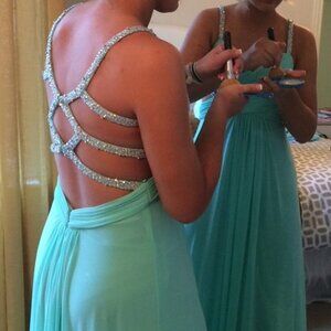 Amazing mint green gown with silver beading!